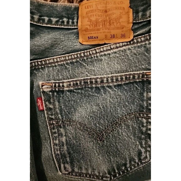 Levi 501xx Vintage Mens 38x36 Jeans Straight Y2k Button Fly - Picture 4 of 10